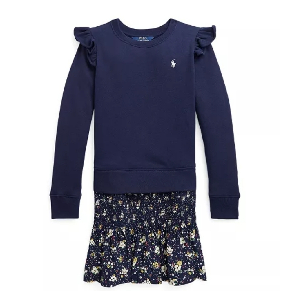 Polo by Ralph Lauren Navy and Floral Kids Casual Dress